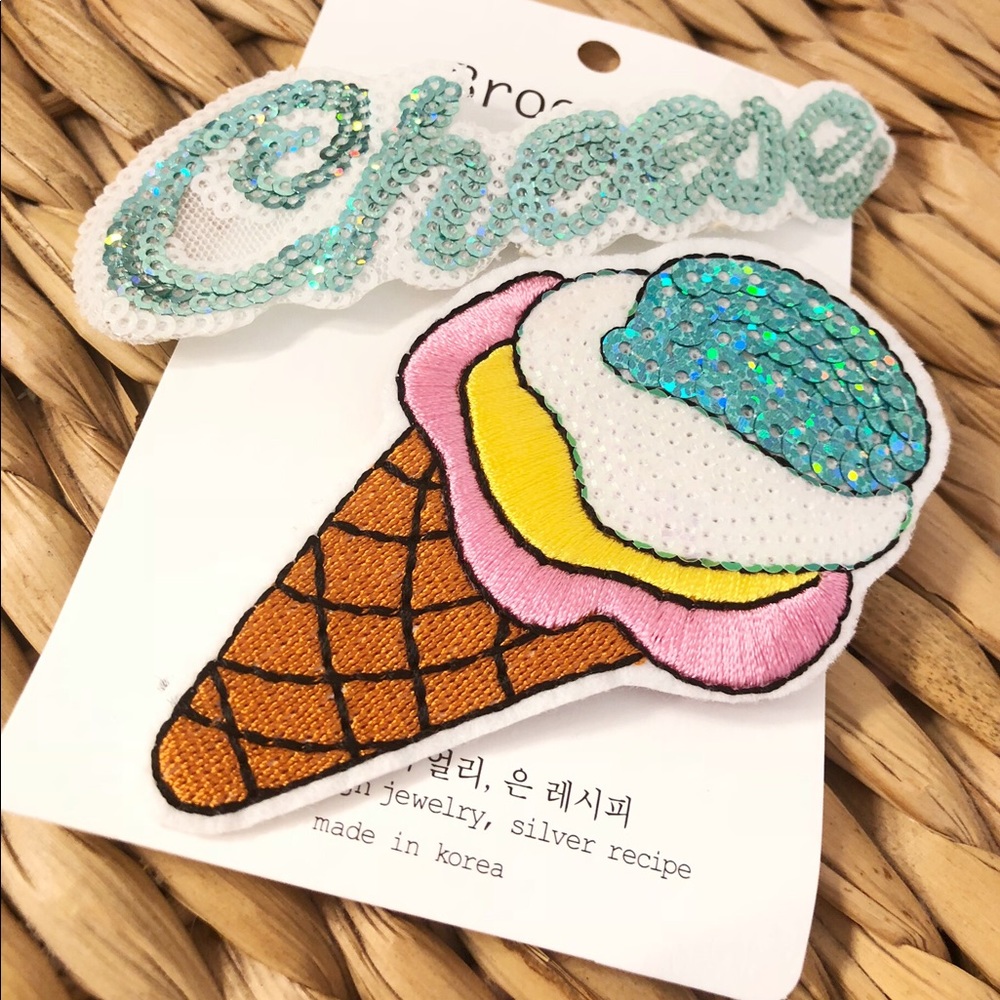 icecream embroidery/sequin brooch